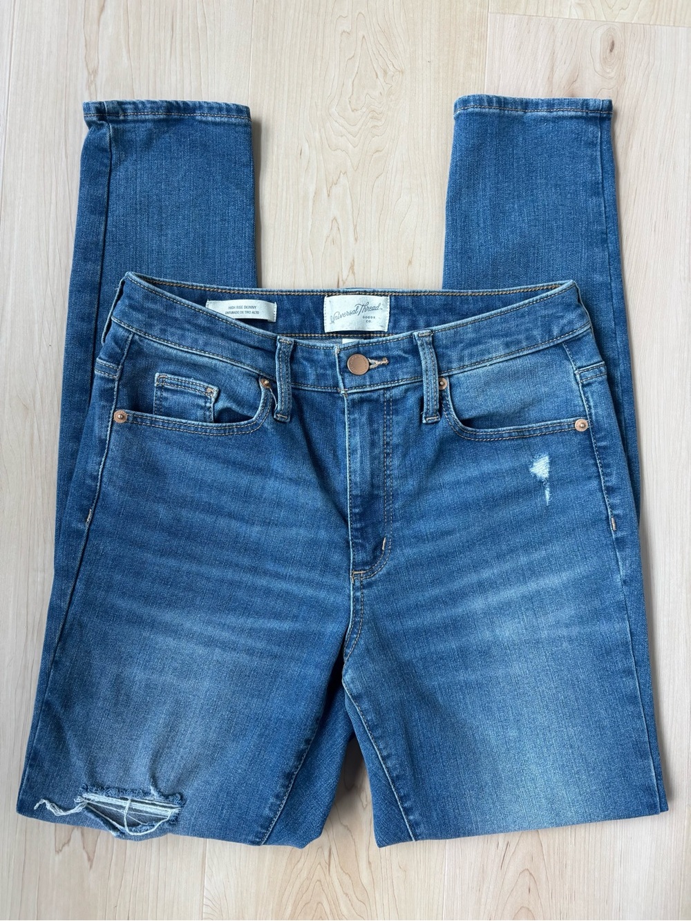 Universal Thread High Rise Skinny Distressed Blue Jeans - Picture 15 of 15